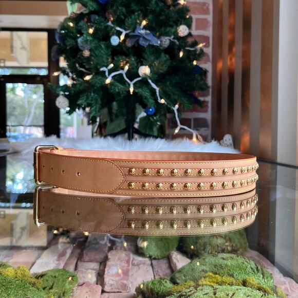 LOUIS VUITTON Belt Vachetta Studded Belt SZ80/32(4US) - Picture 4 of 7